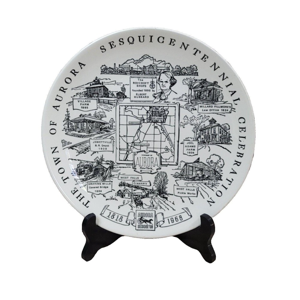 Aurora Sesquicentennial Celebration Commemorative Plate 1818 - 1968 History Map
